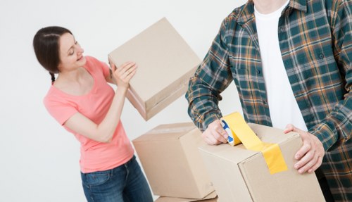 A team preparing items for a short-distance move